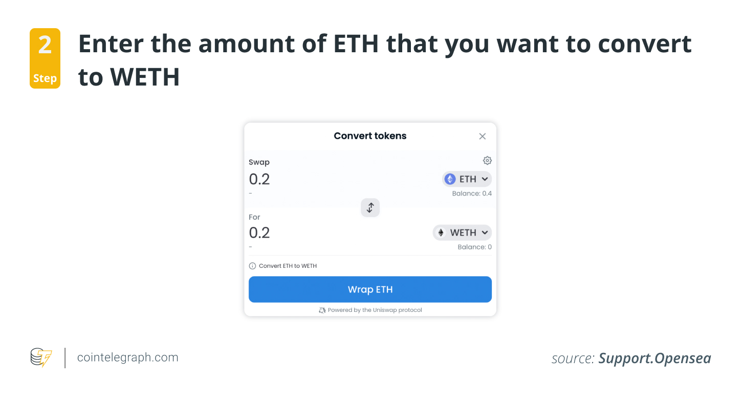 Step 2: Enter the amount of ETH that you want to convert to WETH