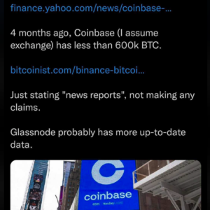Crypto Twitter reacts to Binance CEOâ€™s deleted tweet about Coinbaseâ€™s Bitcoin Holdings